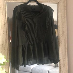 🔥 Last Markdown - Olive Green Long Sleeve Blouse